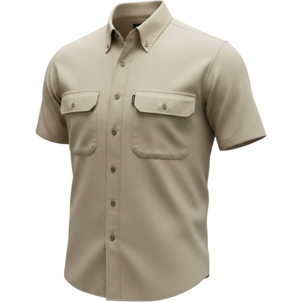 Remington Mens M Performance Hunting Fishing Shirt Beige Camo Trim Button Up